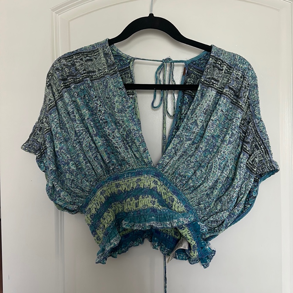 Free People Blue and Green Blouse